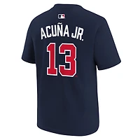 Youth Nike Ronald Acuña Jr. Navy Atlanta Braves Name & Number T-Shirt