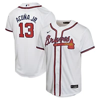 Maillot Nike Ronald Acuña Jr. pour jeune joueur des Braves d'Atlanta, blanc, le match à domicile