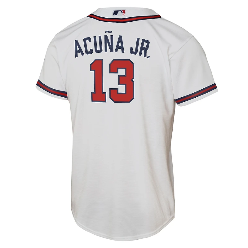 Maillot de joueur Nike Ronald Acuna Jr. blanc Atlanta Braves Home Replica 2.0 pour jeune