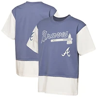 Youth Outerstuff  Navy/Cream Atlanta Braves Ultimate Pastels Premium Double Run T-Shirt