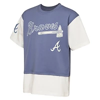 Youth Outerstuff  Navy/Cream Atlanta Braves Ultimate Pastels Premium Double Run T-Shirt