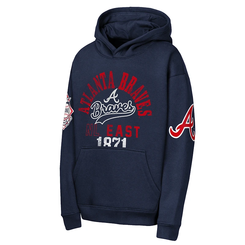 Sweat à capuche en polaire premium Outerstuff bleu marine Atlanta Braves pour jeunes