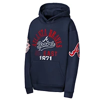 Sweat à capuche en polaire premium Outerstuff bleu marine Atlanta Braves pour jeunes