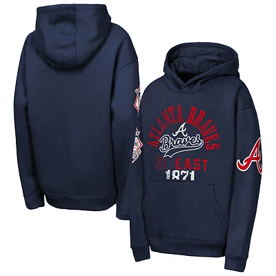 Youth Outerstuff  Navy Atlanta Braves Premium Sweep Fleece Hoodie