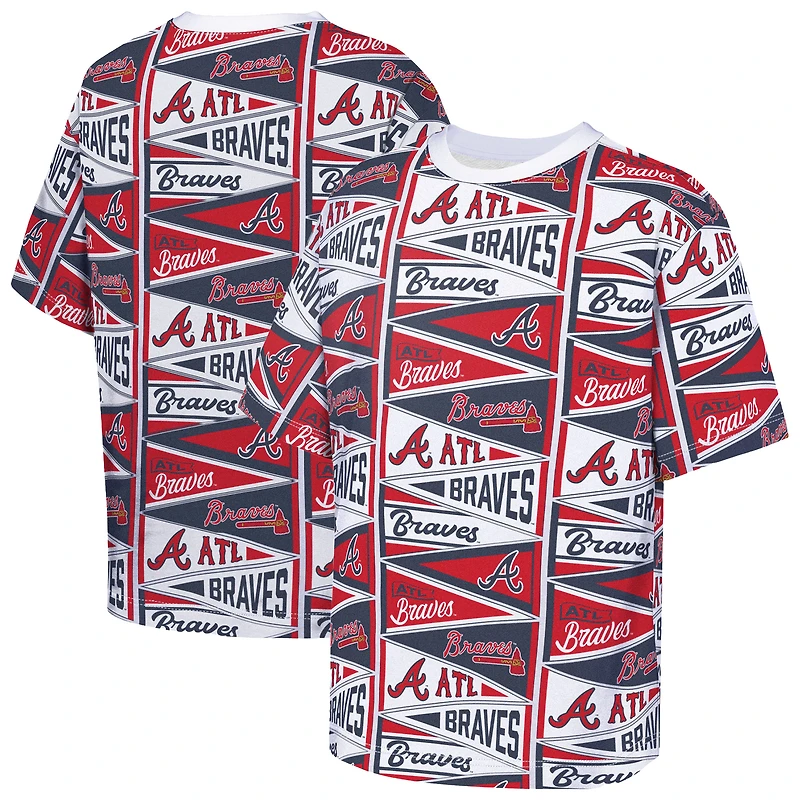 Youth Outerstuff Red Atlanta Braves All-Over Pennant T-Shirt