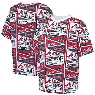 T-shirt Outerstuff rouge Atlanta Braves pour jeunes avec fanions imprimés sur toute la surface