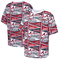 T-shirt Outerstuff rouge Atlanta Braves pour jeunes avec fanions imprimés sur toute la surface