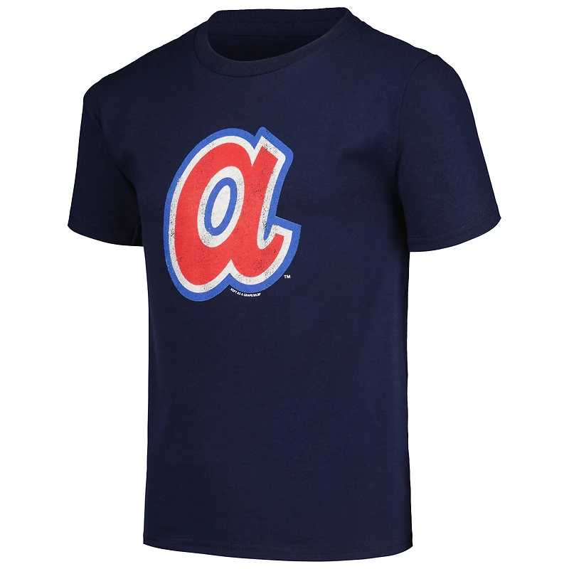 T-shirt de la collection Cooperstown des Atlanta Braves, doux comme un raisin, bleu marine, pour jeunes