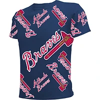 T-shirt Stitches Atlanta Braves bleu marine Allover Team pour jeune