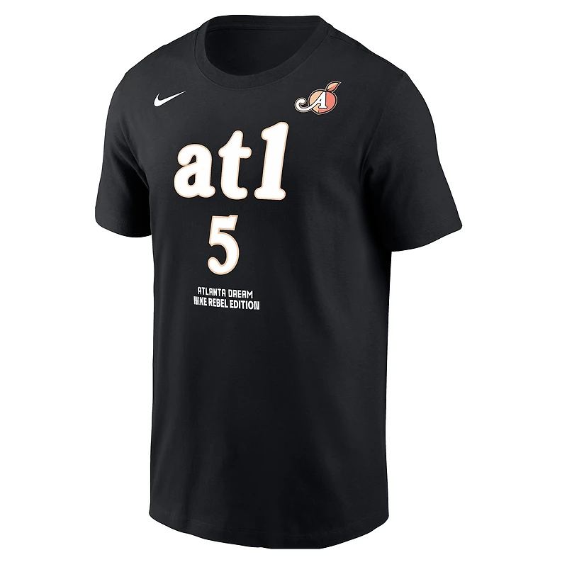 Men's Nike Angel Reese Black Atlanta Dream Name & Number Rebel Edition T-Shirt