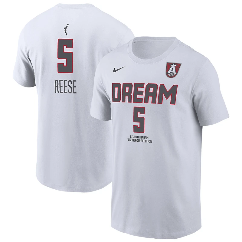 T-shirt Nike Angel Reese blanc Atlanta Dream édition héroïne avec nom et numéro