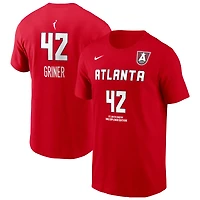 T-shirt Nike Brittney Griner rouge pour homme, édition Atlanta Dream Explorer, avec nom et numéro