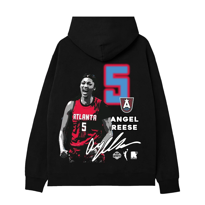 Sweat à capuche unisexe round21 Angel Reese Black Atlanta Dream Poster