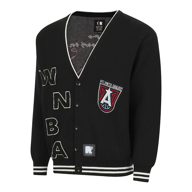 Unisex round21  Black Atlanta Dream Campus Fit Full-Button Cardigan