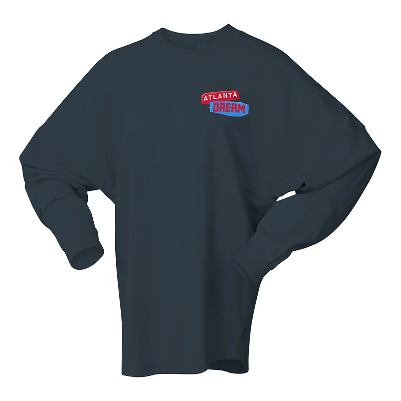 Women's Spirit Jersey Charcoal Atlanta Dream Patches Oversized Long Sleeve T-Shirt