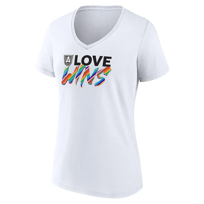 T-shirt blanc à col en V pour femmes Atlanta Dream Love Wins