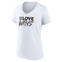 T-shirt blanc à col en V pour femmes Atlanta Dream Love Wins