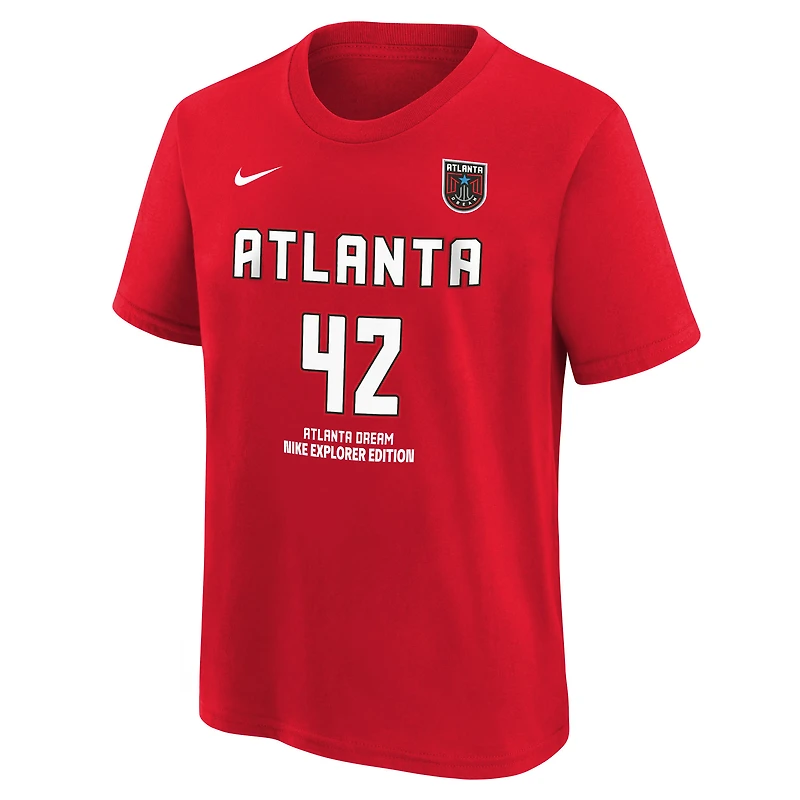 T-shirt Nike Brittney Griner rouge pour jeunes, édition Atlanta Dream Explorer, avec nom et numéro