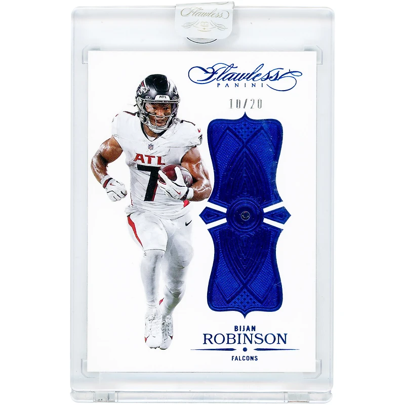 Bijan Robinson Atlanta Falcons 2025 Panini Flawless Anniversary Sapphire Jewel Relic #2 #10/20 Card