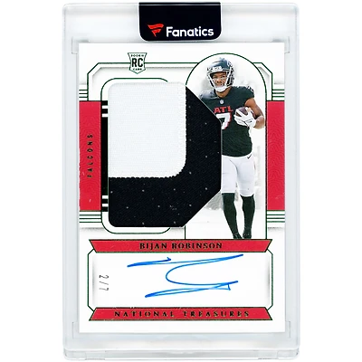 Bijan Robinson Atlanta Falcons Autographed 2023 Panini National Treasures Emerald Jumbo Two-Color Relic #3 #2/7 Rookie Card
