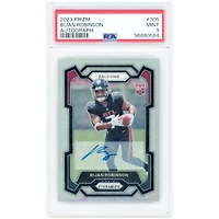 Bijan Robinson Atlanta Falcons Autographed 2023 Panini Prizm Silver Prizm #305 PSA Authenticated 9 Rookie Card