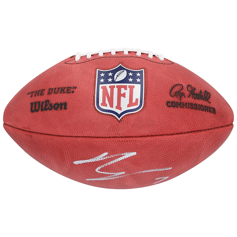 Ballon de football américain Duke en couleur, autographié par Bijan Robinson (Atlanta Falcons).