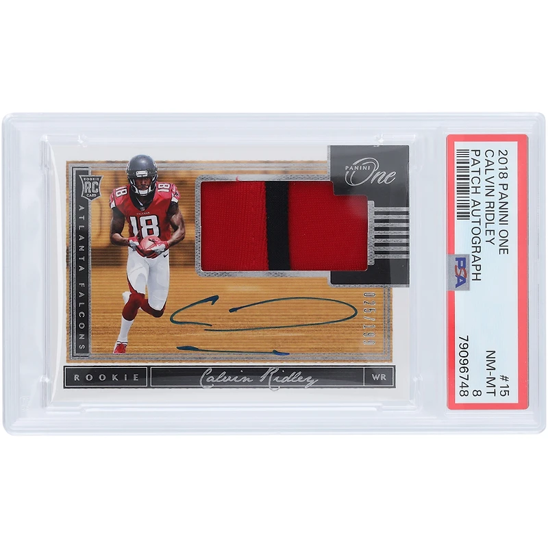 Carte relique authentifiée 8 couleurs Panini One 2018 autographiée Calvin Ridley des Atlanta Falcons #15 #25/199 PSA
