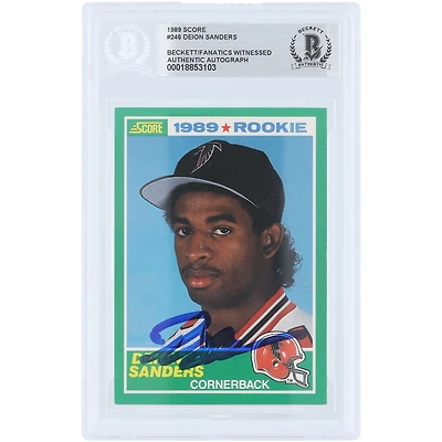Deion Sanders Atlanta Falcons Autographed 1989 Score #246 Beckett Fanatics Witnessed Authenticated Rookie Card