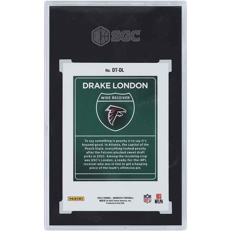 Drake London Atlanta Falcons 2022 Panini Donruss Downtown #DT-DL SGC Carte recrue authentifiée 9