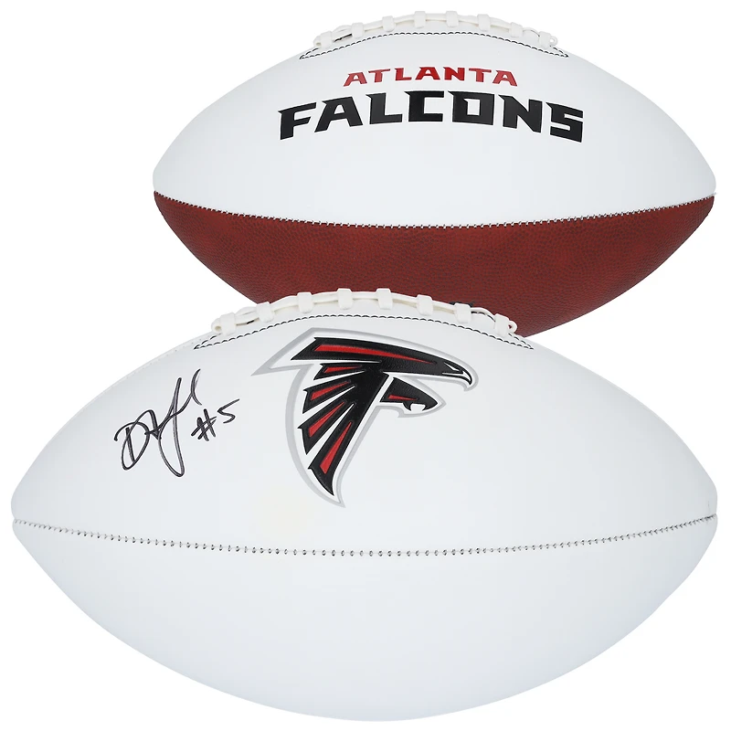 Ballon de football américain à panneau Franklin White autographié par Drake London des Atlanta Falcons