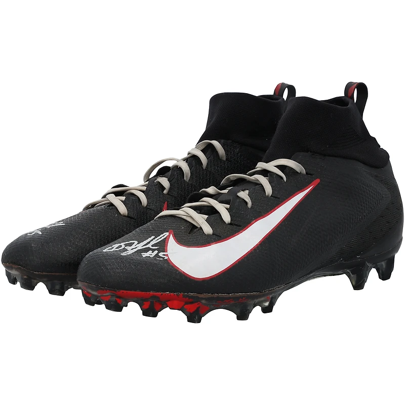 Crampons Nike noirs portés en match par Drake London (Atlanta Falcons) lors de la saison NFL 2025-26