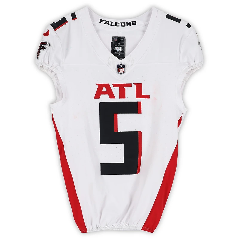 Drake London Atlanta Falcons Autographed Game-Used #5 White Nike Jersey vs. Carolina Panthers on September 21, 2025 with "GU 9-21-21 vs. CAR" Inscription