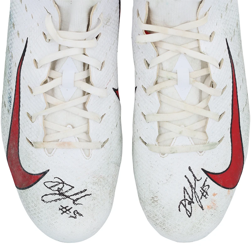 Drake London Atlanta Falcons Autographed Game-Used White Nike Cleats from the 2025-26 NFL Season