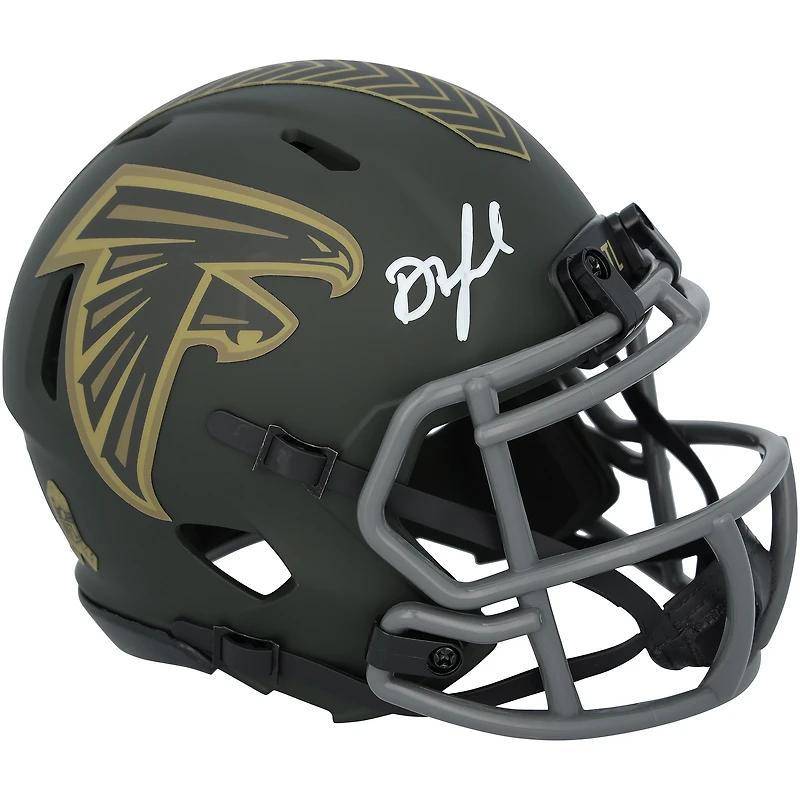 Casque miniature Riddell Speed 2025 Salute To Service, signé par Drake London et les Atlanta Falcons