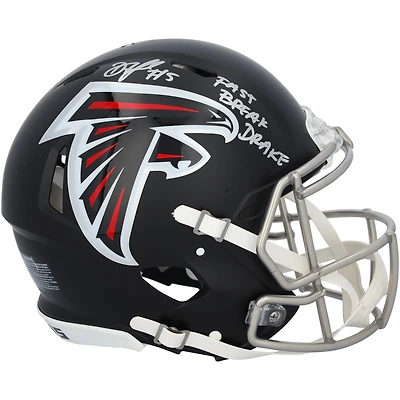 Casque Riddell Speed Authentic autographié par Drake London des Atlanta Falcons avec inscription « Fast Break Drake »