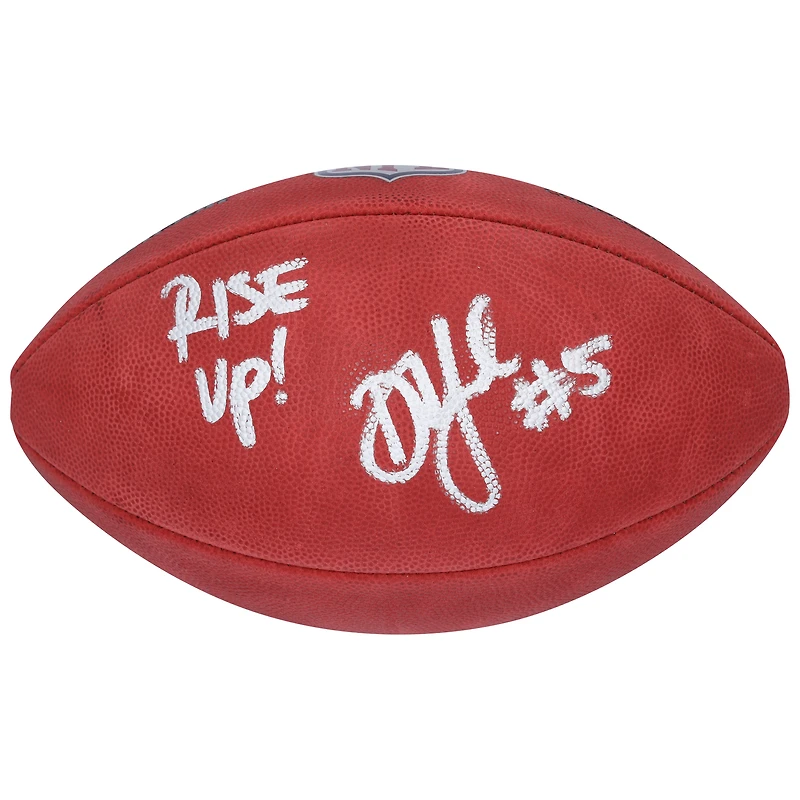 Ballon de football américain Wilson Duke en couleur, autographié par Drake London (Atlanta Falcons), avec l'inscription « Rise Up ! »