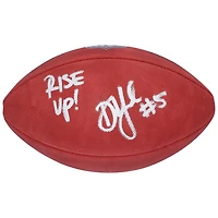 Ballon de football américain Wilson Duke en couleur, autographié par Drake London (Atlanta Falcons), avec l'inscription « Rise Up ! »