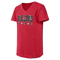 Girls Youth New Era Red Atlanta Falcons Flip Sequin V-Neck T-Shirt