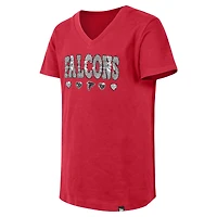 Girls Youth New Era Red Atlanta Falcons Flip Sequin V-Neck T-Shirt