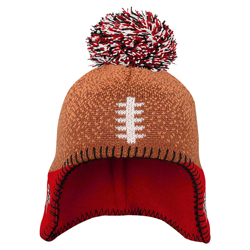 Bonnet en tricot marron pour bébé avec pompon pour footballeur des Falcons d'Atlanta