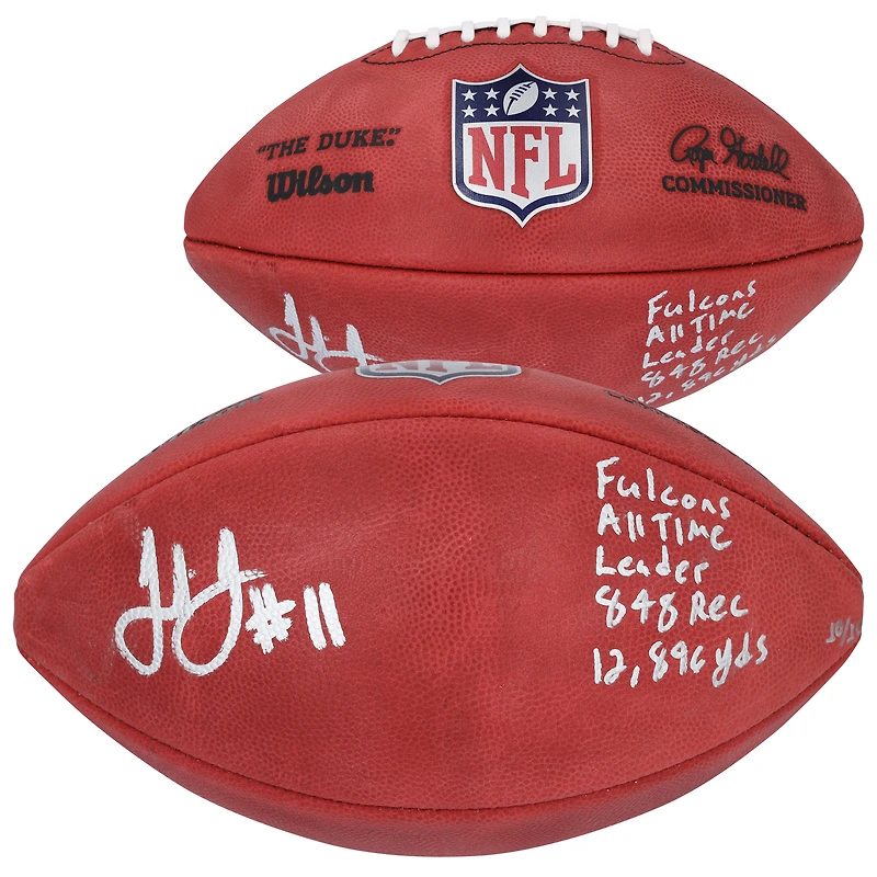 Julio Jones Atlanta Falcons Autographed Wilson Duke Full Color Football with "Falcons All Time Leader 848 Rec 12,896 Yds" Inscription