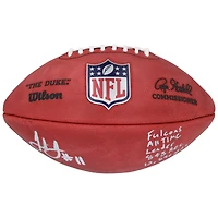 Ballon de football Wilson Duke dédicacé par Julio Jones des Falcons d'Atlanta, en couleur, avec l'inscription « Falcons All Time Leader 848 Rec 12,896 Yds