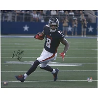 Kyle Pitts Atlanta Falcons Autographed 16" x 20" Black Jersey Running Photograph