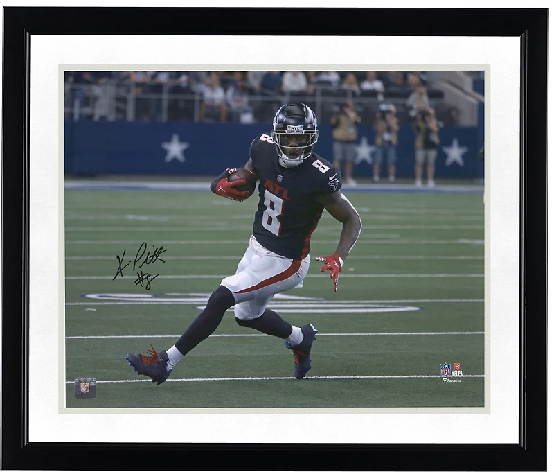 Kyle Pitts Atlanta Falcons Autographed 16" x 20" Black Jersey Running Photograph