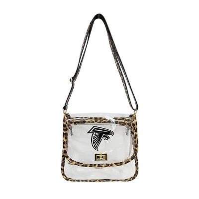 Logo Brands Atlanta Falcons Leopard Print Trim Clear Purse