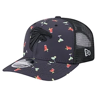 Casquette extensible à bouton-pression New Era bleu marine/noir Atlanta Falcons Adventure Drinks Pattern 9SEVENTY pour homme
