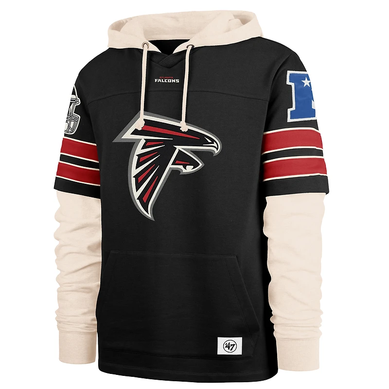 Men's '47  Black Atlanta Falcons Split Zone Cornerback Duo Hoodie