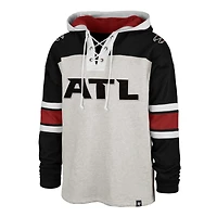 Men's '47 Gray/Black Atlanta Falcons Gridiron Lace-Up - Pullover Hoodie