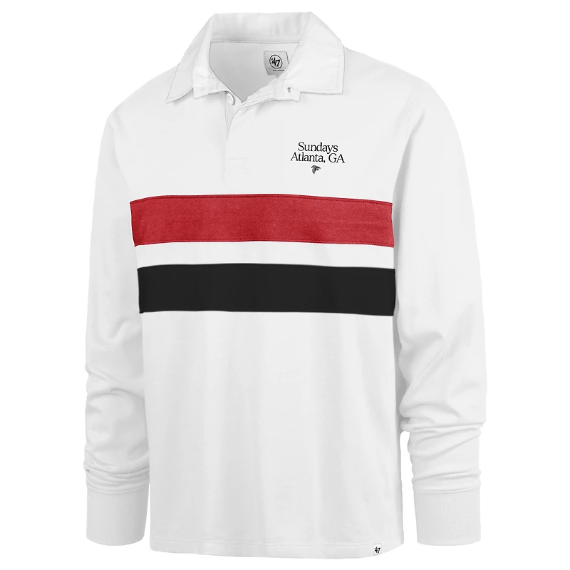 Men's '47 White Atlanta Falcons Sundays Clubhouse Knox Thames Long Sleeve Rugby Polo