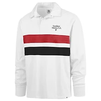 Men's '47 White Atlanta Falcons Sundays Clubhouse Knox Thames Long Sleeve Rugby Polo